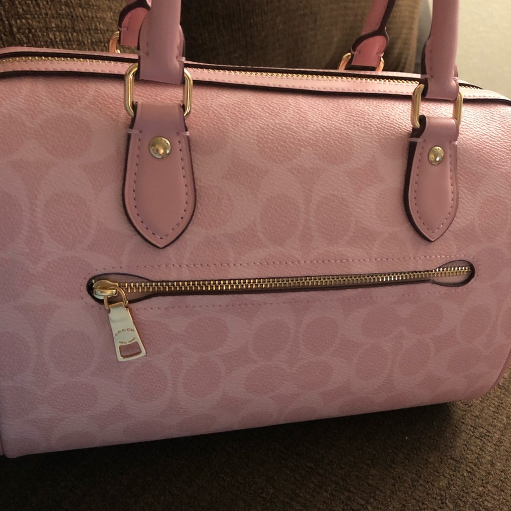 Coach Pink Signature Satchel with Glitter Cherry Charm - Picture 5 of 12